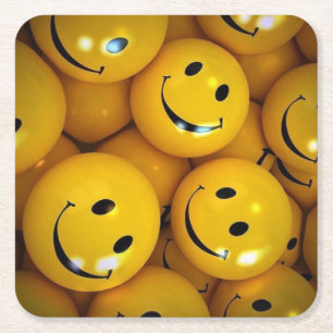 Smiley square paper coaster