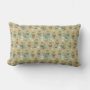 "Smiley Sunflowers & Buzzing Buddies" Lumbar Pillow