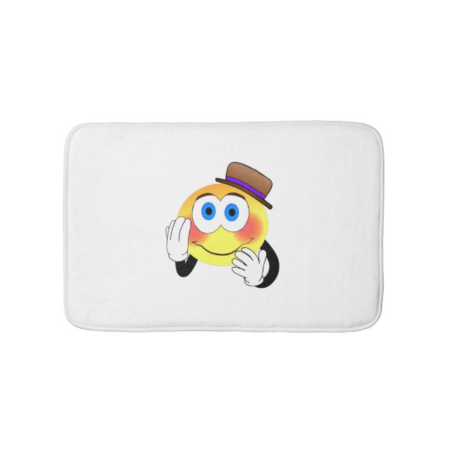 Smiley with hat cartoon bath mat (Front)