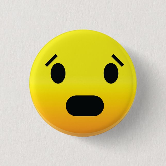 Smilie Face Scared 1 Inch Round Button (Front)