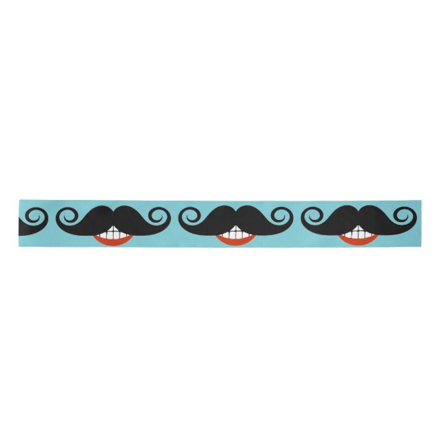 Smilie Moustache Satin Ribbon (Front)