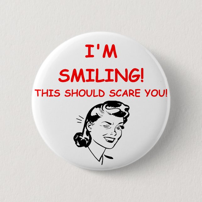 smiling 2 inch round button (Front)