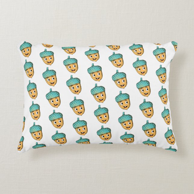 Smiling Acorn Forest Friend Accent Pillow (Front)
