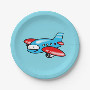 Smiling Airplane Party Design Paper Plate