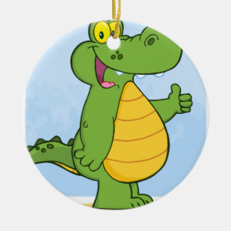 Smiling Alligator Or Crocodile Ceramic Ornament