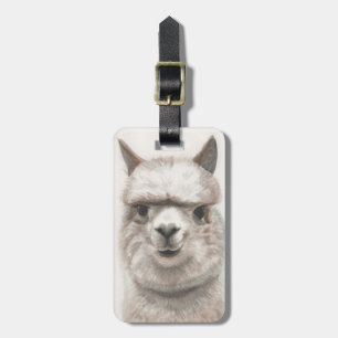 Smiling Alpaca Luggage Tag Llama Bag ID