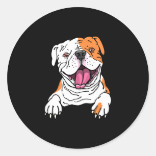 Smiling American Bulldog English Puppy Dog Lover  Classic Round Sticker