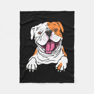 Smiling American Bulldog English Puppy Dog Lover  Fleece Blanket