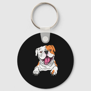 Smiling American Bulldog English Puppy Dog Lover Keychain