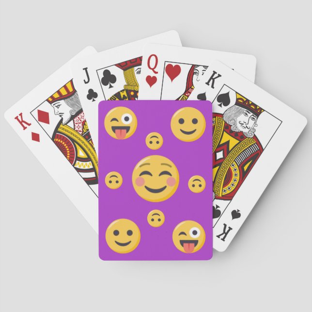 Smiling and Funny Emoji Faces Playing Cards (Back)