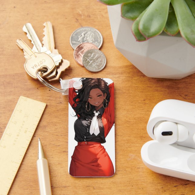Smiling Anime Woman Keychain (Desk)