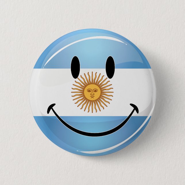 Smiling Argentine Flag 2 Inch Round Button (Front)