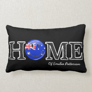 Smiling Australian Flag Housewarming Lumbar Pillow