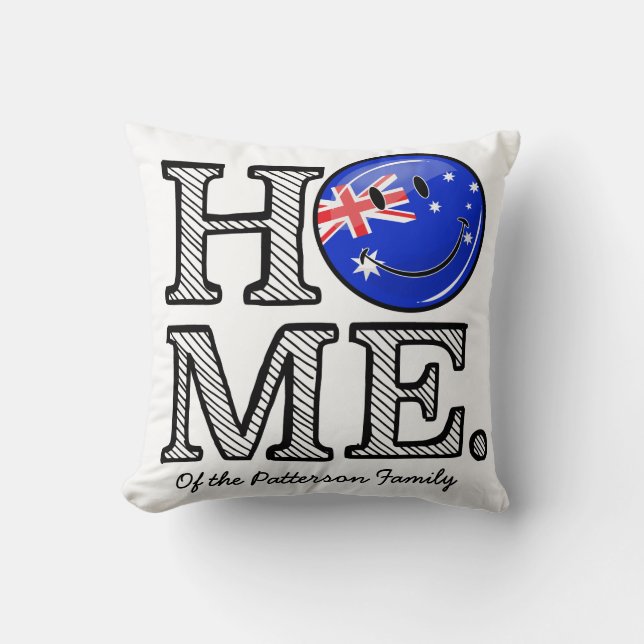 Smiling Australian Flag Housewarming Throw Pillow (Front)