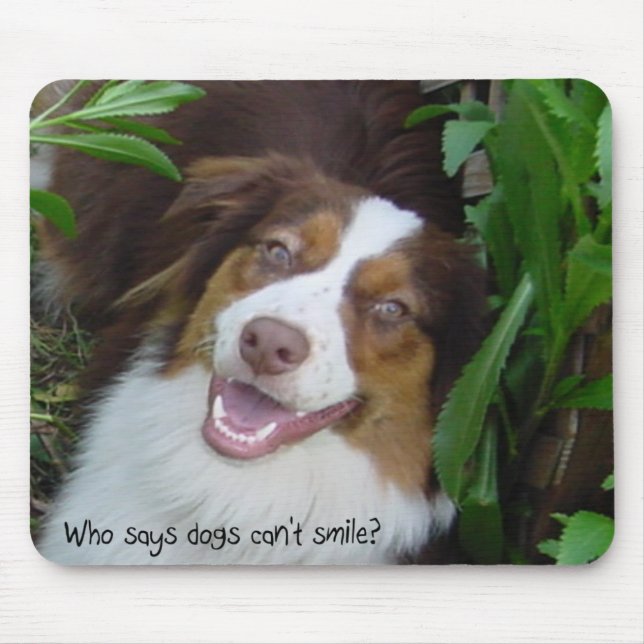 Smiling Australian Shepherd dog Mousepad (Front)