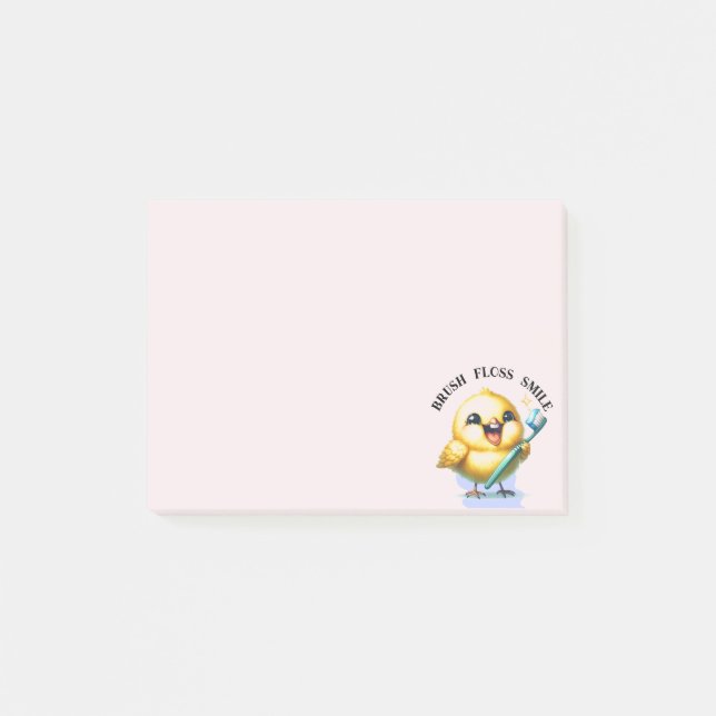 Smiling Baby Chick with Dental Slogan Post-it Notes (Front)