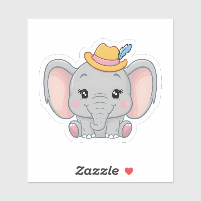 Smiling Baby Elephant with Blush Cheeks, kawaii  (Sheet)