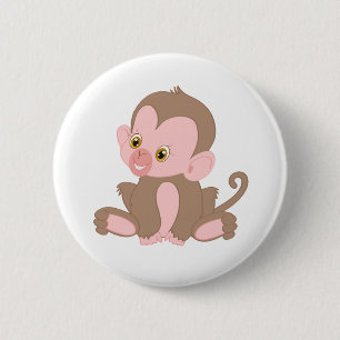 Smiling Baby Monkey 2 Inch Round Button