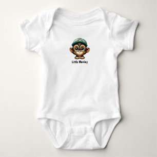 Smiling Baby Monkey Green Hat Bodysuit