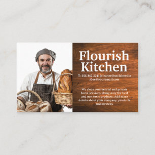 Smiling Baker with Baked Bread Business Card
