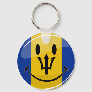 Smiling Barbados Flag Keychain
