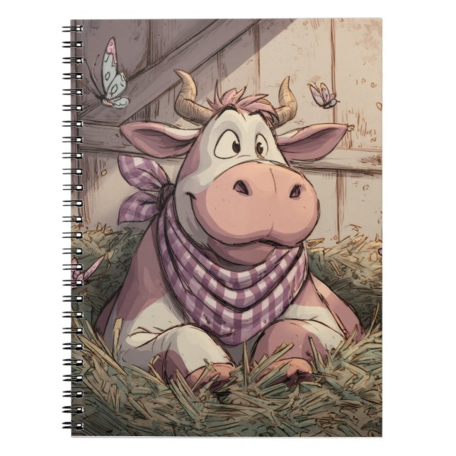 Smiling Barn Cow Pastel Farm Notebook (Front)
