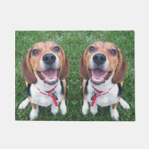 Smiling Beagle Pups Door Mat