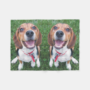 Smiling Beagle Pups Fleece Blanket