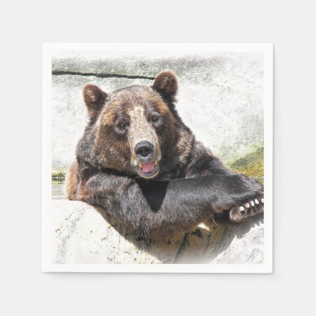 smiling bear birthday napkin (Front)