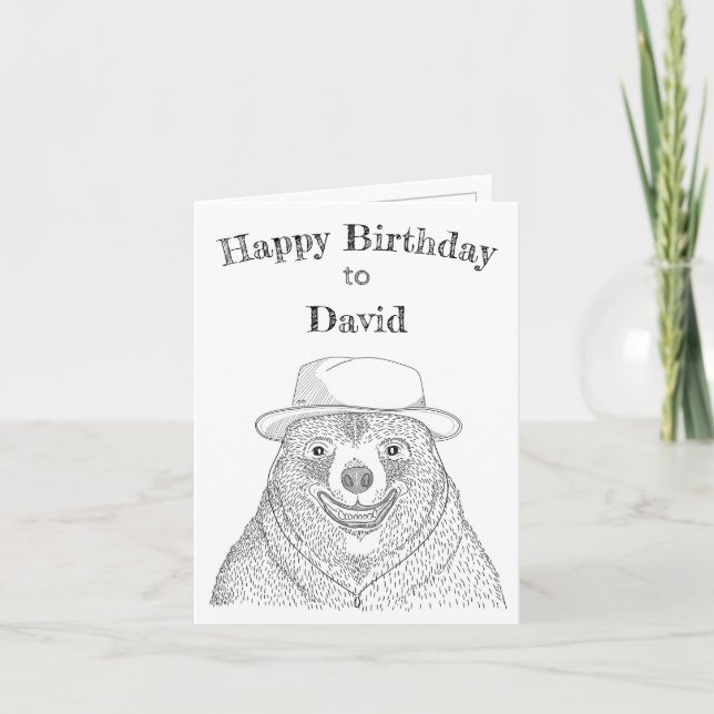 Smiling Bear / Personalized Birthday Card (Front)