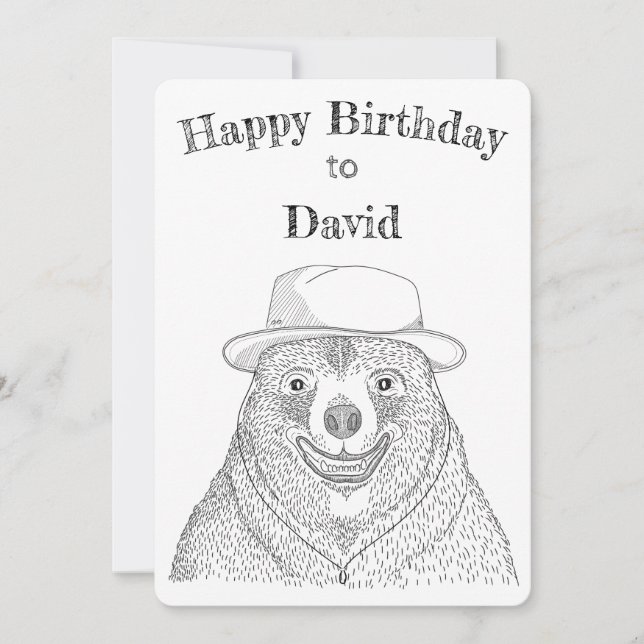 Smiling Bear / Personalized Birthday Card (Front)