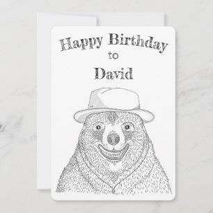 Smiling Bear / Personalized Birthday Card