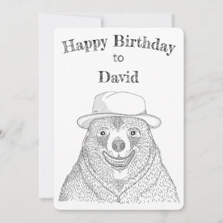 Smiling Bear / Personalized Birthday Card