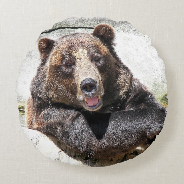 Smiling Bear Round Pillow (Front)