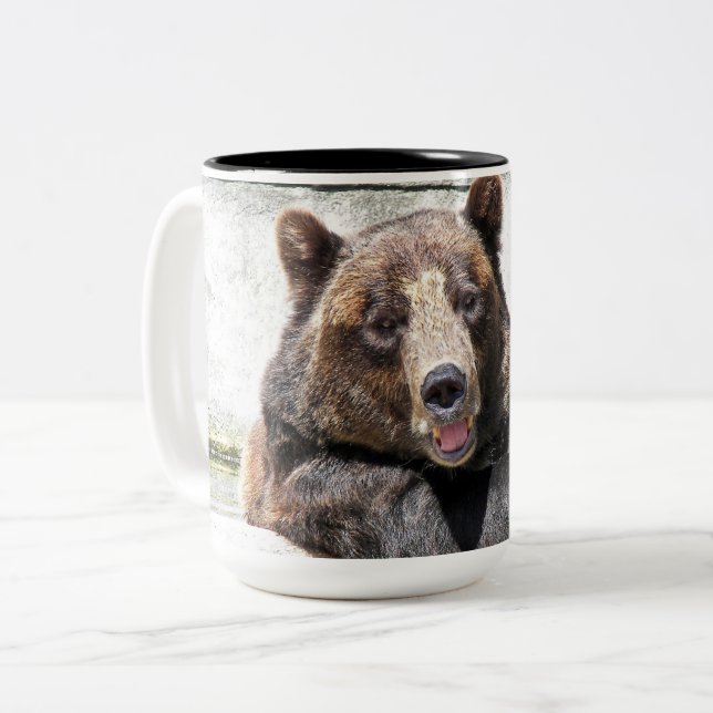 Smiling Bear Two-Tone Coffee Mug (Front Left)