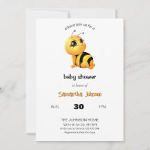 Smiling Bee Baby Shower Invitation