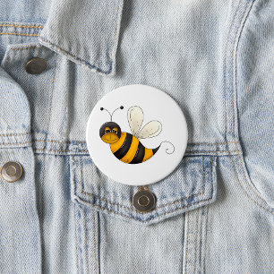 Smiling Bee Fun Bumblebee Character 3 Inch Round Button
