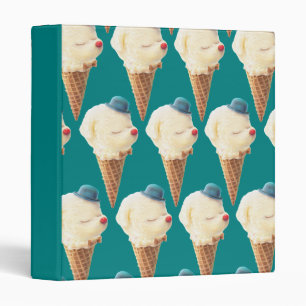 Smiling Bichon Ice Cream Pattern Teal Art Binder