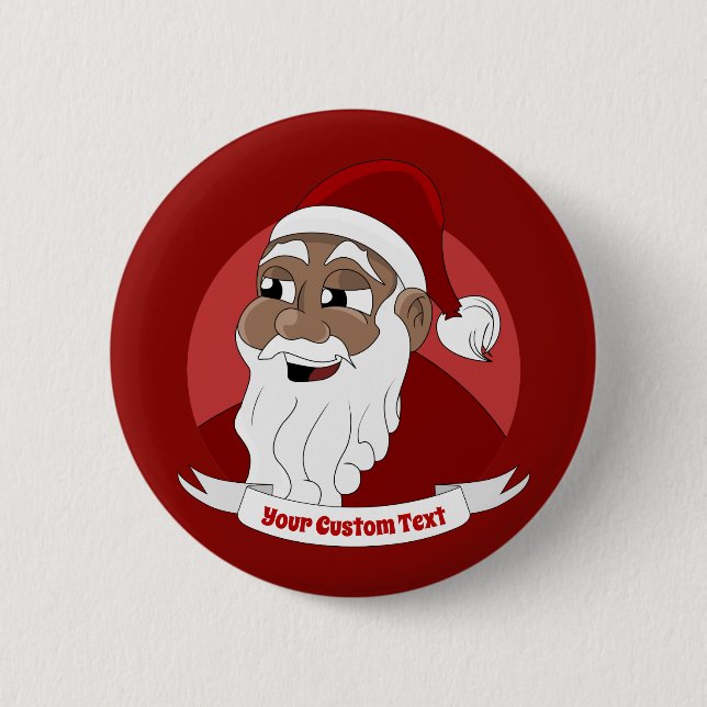 Smiling black Santa Claus cartoon 2 Inch Round Button (Front)