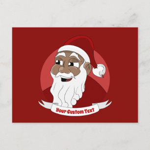 Smiling black Santa Claus cartoon Postcard