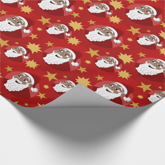 Smiling black Santa Claus cartoon Wrapping Paper (Corner)