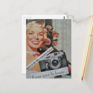 Smiling Blonde Woman Collage Postcard