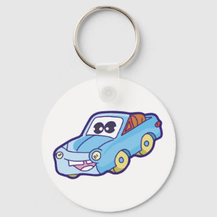 Smiling Blue Car Keychain