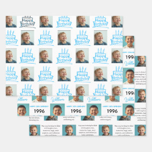 Smiling Boy Birthday Photo Wrapping Paper Sheets