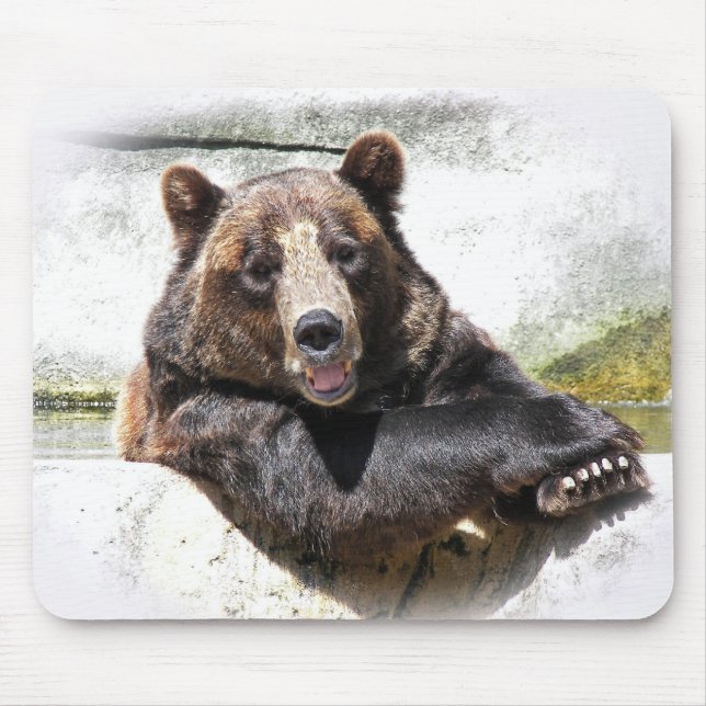 smiling brown bear mouse pad (Front)