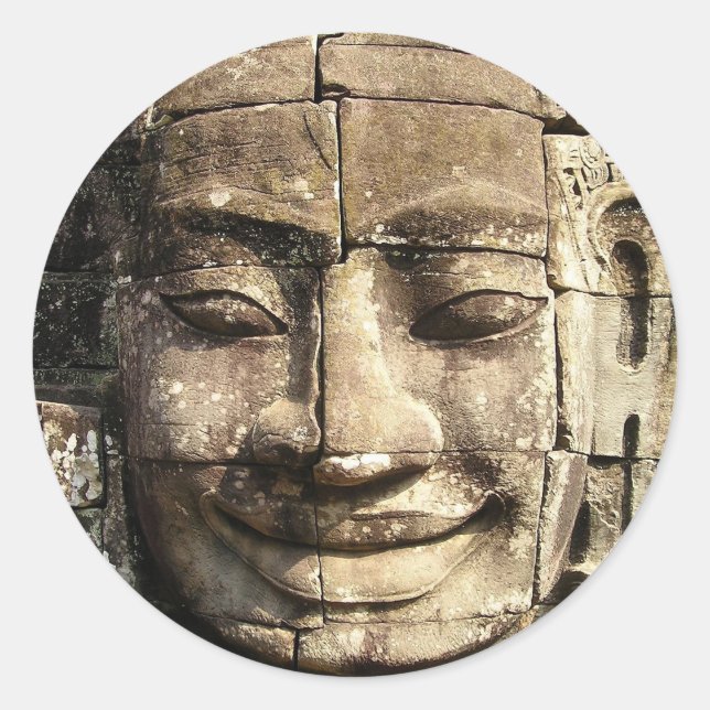 SMILING BUDDHA CLASSIC ROUND STICKER (Front)