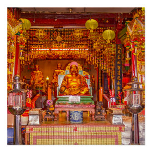 Smiling buddha in Chinese Temple, Bangkok Poster