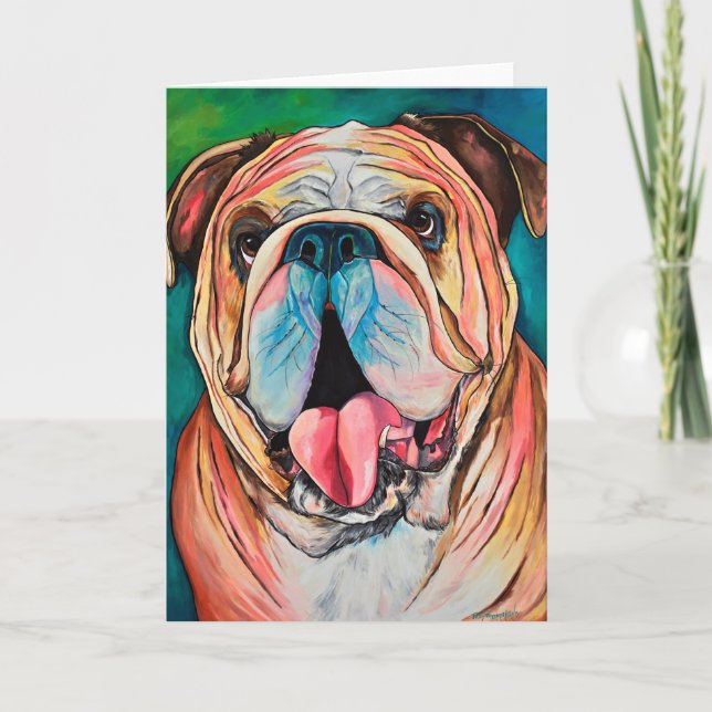 Smiling Bulldog Greeting Card (Front)