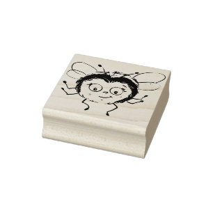 Smiling Bumble Bee Rubber Stamp