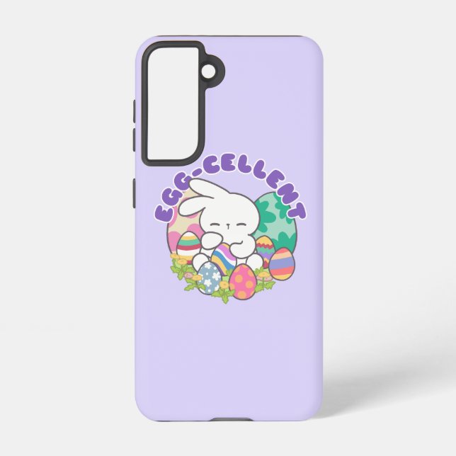 Smiling Bunny & Easter Eggs - Egg-cellent Spring Samsung Galaxy S21 Case (Back)